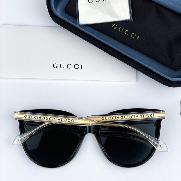 NEW GUCCI GG0565S 001 Black Crystal Grey Cat Eye Women Sunglasses - Picture 3 of 12